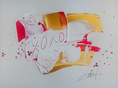 XOXO on paper 2 9x12