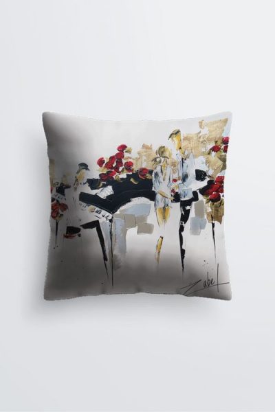 Cushion Music and Roses 18x18